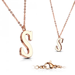 Collier Alphabet en acier cuivr� - lettre S