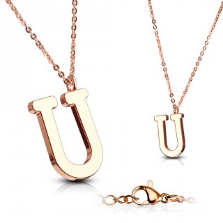 Collier Alphabet en acier cuivr� - lettre U