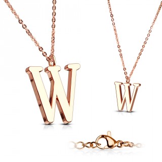 Collier Alphabet en acier cuivr� - lettre W