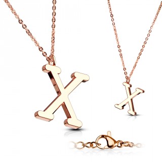 Collier Alphabet en acier cuivr� - lettre X