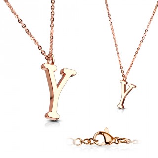 Collier Alphabet en acier cuivr� - lettre Y