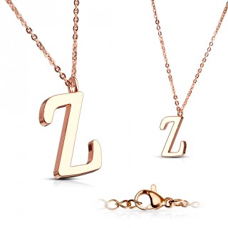 Collier Alphabet en acier cuivr� - lettre Z
