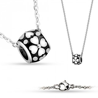 Collier femme � cylindre tr�fl� en acier