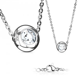 Collier femme en acier � strass enclav�