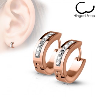 Fines boucles d'oreilles cuivr�es en acier � 7 cristaux (paire)