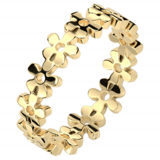 Bague femme couronne de fleurs en acier dor�