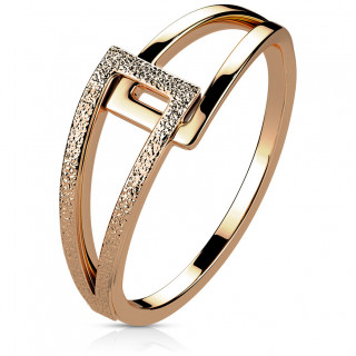 Bagues femme acier cuivr� � triangles en chevauchement