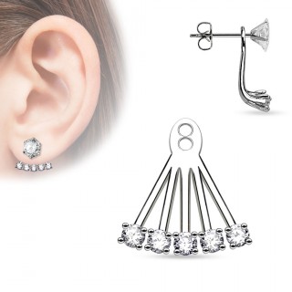 Ornement pour clou d'oreille style �ventail � pierres rondes