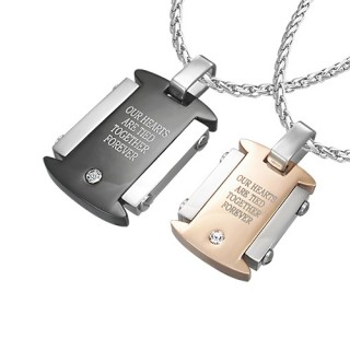Paire de pendentifs acier plaques d�claration d'amour