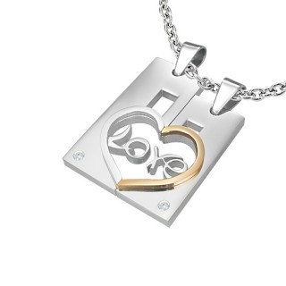 Paire de pendentifs demi-plaques  "love"