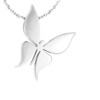 Pendentif acier �l�gant papillon argent�