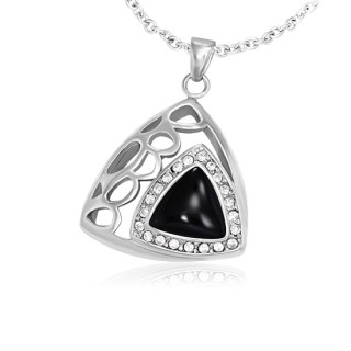 Pendentif acier et verre triple triangle serti � alv�oles