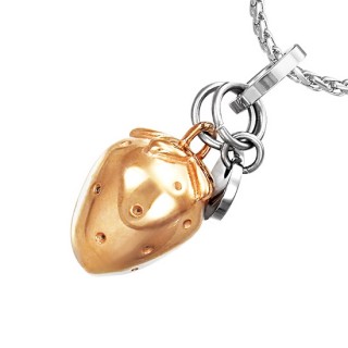 Pendentif acier fraise cuivr�e avec plaque ronde