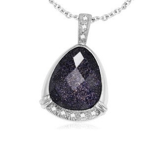 Pendentif acier goutte de pierre � bas et b�li�re sertie