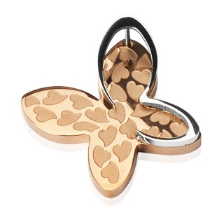 Pendentif acier papillon tr�fl� grav� de coeurs