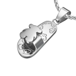 Pendentif acier sandale avec ours 3D et grav�s