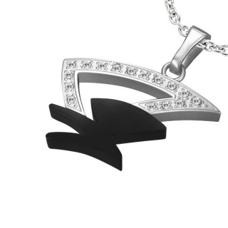 Pendentif acier style bouclier g�om�trique serti