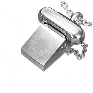 Pendentif acier t�l�phone fixe r�tro