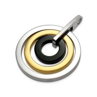 Pendentif acier trio d'anneaux