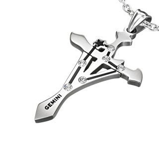 Pendentif Croix zodiaque G�meaux