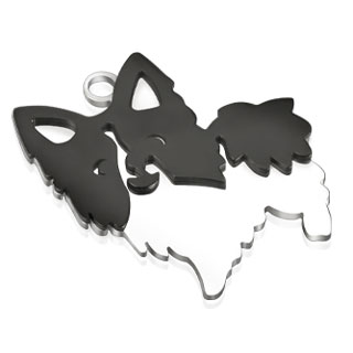 Pendentif femme acier chien "loulou de Pom�ranie"