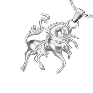 Pendentif femme acier licorne majestueuse