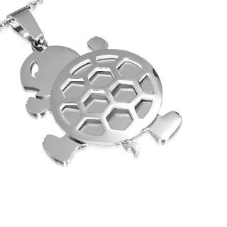Pendentif femme acier petite tortue