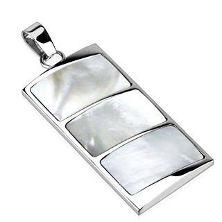 Pendentif femme acier plaque � segments de nacre