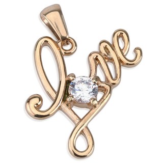 Pendentif femme en acier monogramme "Love" cuivr� serti