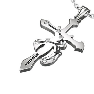 Pendentif Croix zodiaque Verseau