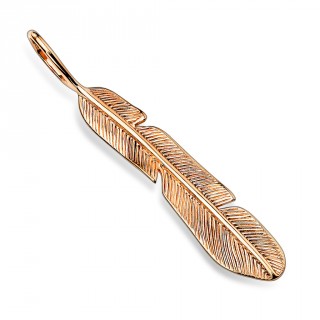 Pendentif longue plume en acier cuivr�