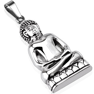 Pendentif mixte acier buddha