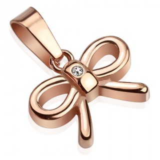 Pendentif ruban de f�te en acier cuivr� et serti au centre