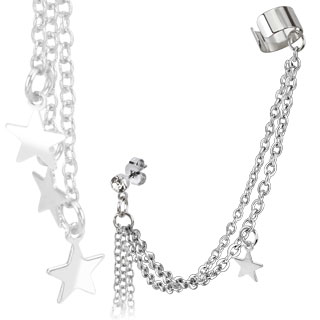 Piercing oreille � �toiles et multiples chaines