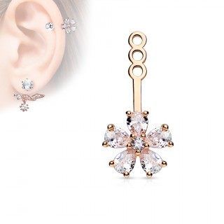 Rajout cuivr� en forme de fleur � 5 strass